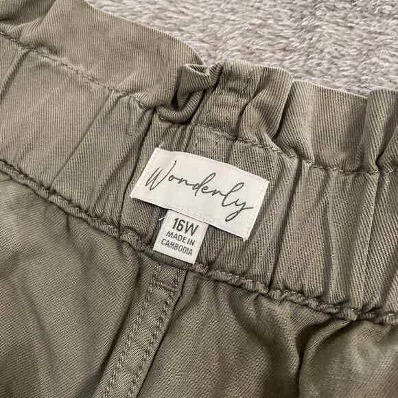 Wonderly Shorts Women's Size 16W Olive Green Tencel Blend Elastic Waist High Wst - Picture 7 of 14